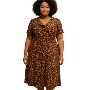Abbott Elementary dark floral multi short sleeve maxi dress NWT sz 3x